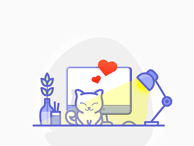Cat on the desktop