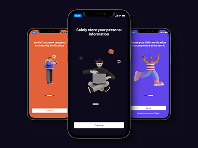 Onboarding Screen for Safin; A simple approach to KYC app blockchain branding design fintech kyc mobile ui ux vector