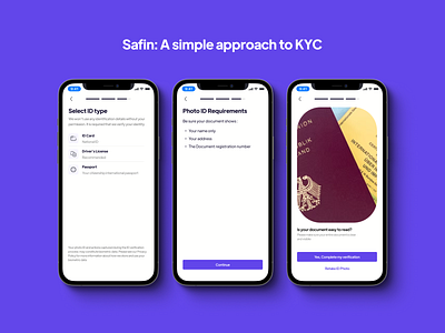 Safin: A simple approach to KYC blockchain branding design fintech fintech app graphic design kyc logo mobile ui ux vector