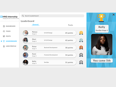 HNG Internship Leaderboard design leaderboard leaderboards ui design website website design