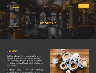 KofiCafe About Page about about us page coffeeshop ui design website design