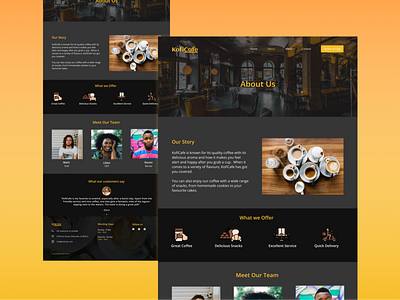 KofiCafe about us page coffee shop ui design website website design