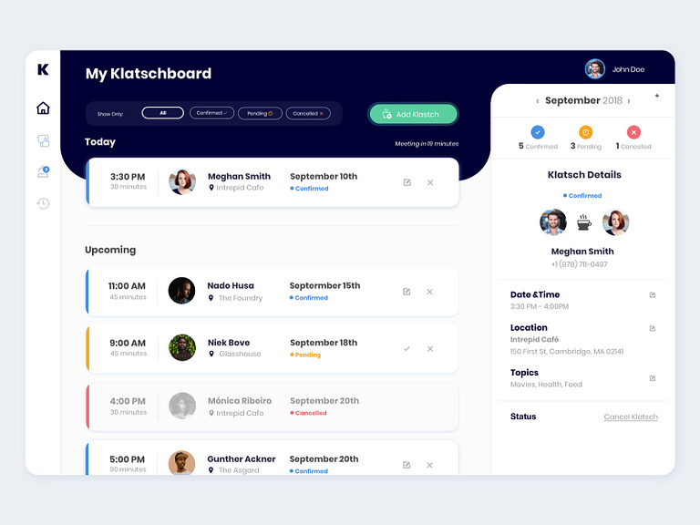 Dashboard UI - Meetings App by Piero Rojas on Dribbble