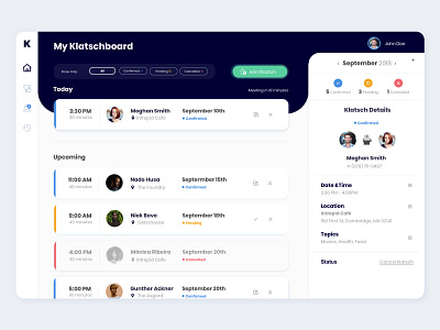 Dashboard UI - Meetings App dashboard flat ui ux web webapp