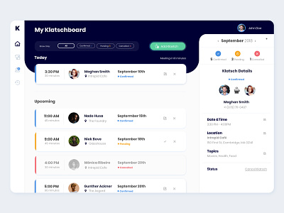 Dashboard UI - Meetings App