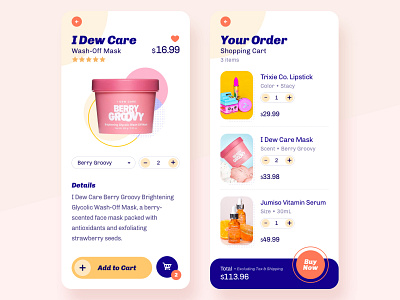 Beauty/Makeup Shopping App beauty checkout color palette colorful ecommerce makeup mobile shopping ui ui challenge