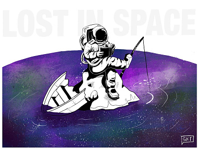 Lost in space digital illustration lake lostinspace space