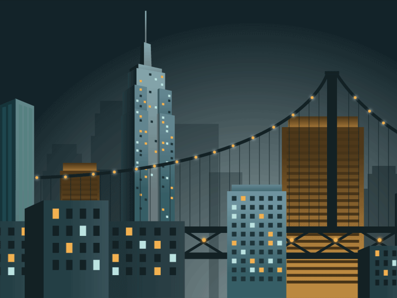 New York Night animated big apple city empire state motion graphics new york night skyline