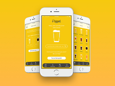 Tapped Beer Guide app beer beer guide catalogue mobile visual design