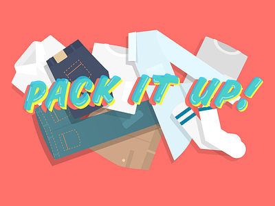 Pack It Up! clothes denim folded illustration jeans packing travel typography