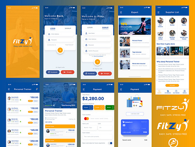 Fitzy Easy safe stress free App branding design illustration logo typography ui ux web