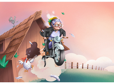 Illustration for Granny's weed II digital illustration illustration illustration design ipadproart motorbike procreate procreate illustration
