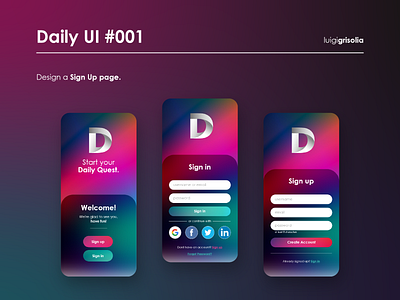 Daily Ui #001 - Design a Sign Up page design graphic design illustration layout login logo mobile signin signup ui ux vector