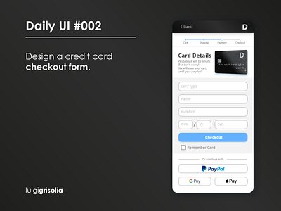 Daily UI #002 Design a Credit Card Checkout Form app branding checkout creditcard design form graphic design illustration mobile ui ux vector