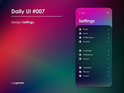 Daily UI #007 - Design Settings adobexd design figma graphic design illustator layout mobile page prototyping settings ui ux
