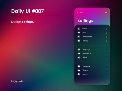 Daily UI #007 - Design Settings