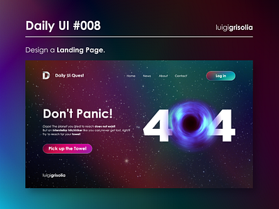 Daily UI #008 - Design a Landing Page. 404 adobexd design error figma graphic design illustrator landingpage layout page prototyping ui ux web webpage