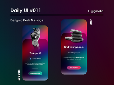 Daily UI #011 - Design a Flash Message. app design error flashmessage graphic design layout message mobile page success ui ux