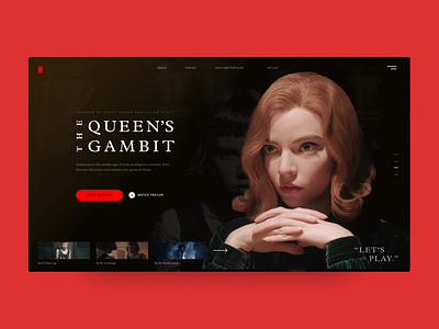 Concept of Netflix page for "The Queens Gambit" series