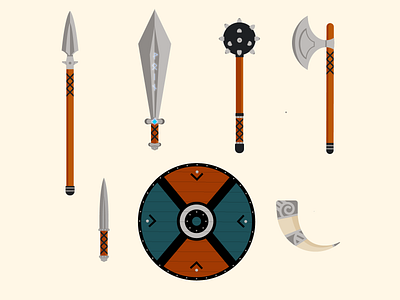 Weapons for a Viking design for games games illustration vector viking weapons