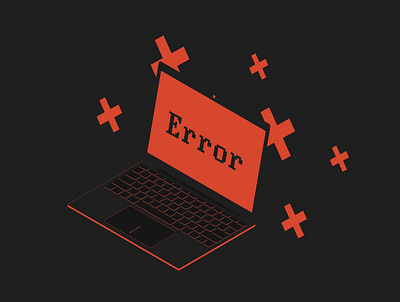 The error in the computer black computers design error illustration minimal red vector