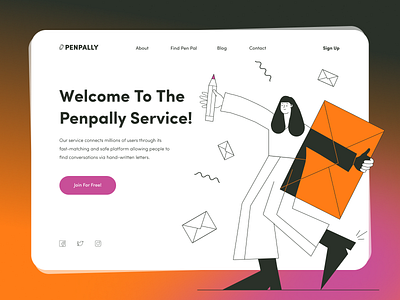 Penpally Service Concept app clean design flat illustration minimal ui vector web website
