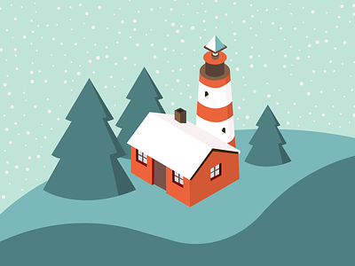 Winter Lighthouse Illustration design illustration isometric lighthouse muted colors snow ui vector winter