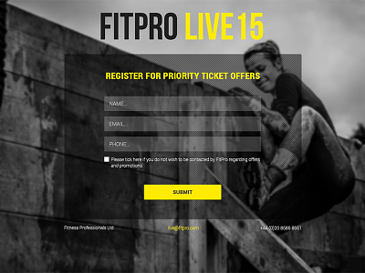 FitPro landing page data capture email fitness form landing page sport