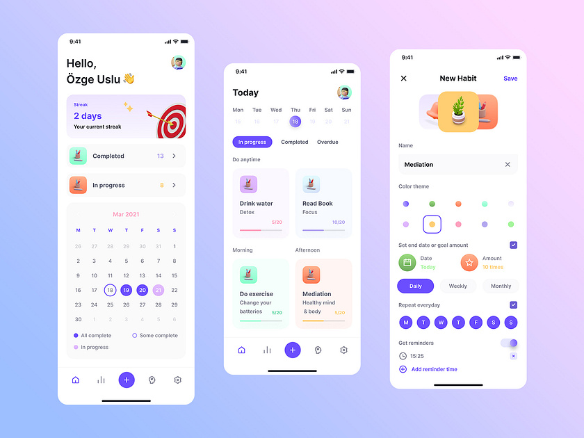 Routiner - Habit Tracker App Design by Özge Uslu on Dribbble