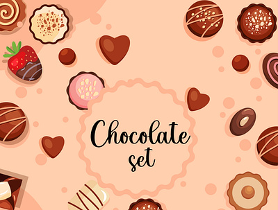 Vector set of candy candy chocolat collection design illustration sweets vector