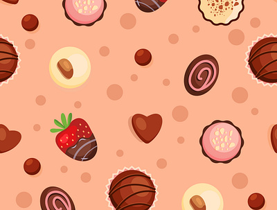 Pattern with chocolates and sweets background candy chocolat design illustration pattern seamless sweets