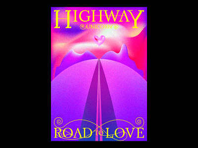 Highway Unicorn (Road to Love) design gradients illustration poster print song typographic typography