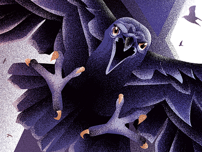 Raven crow crow attacking digital illustration editorial illustration euroman illustration illustration art illustration design noise effect raven
