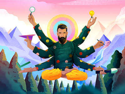 Creator. calm design digitalart hills illustra illustration illustrator lotus position mountains trees vector yoga yogi