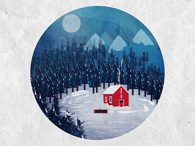 Chills of winter. art cabin chills mountains december digitalart illustration log redinwhites snow winter wooden