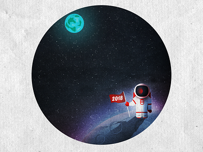 Adios 2018! art astronaut design digitalart illustration illustrator moon night photoshop vector