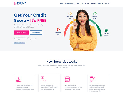 Borrow Credit Score Design Layout clean creative design system homepage homepagedesign landingpage loan loans brokers modern realestate