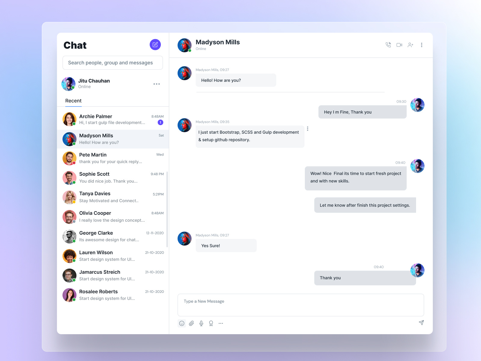 Chat Application UI Figma Design by jitu chauhan on Dribbble