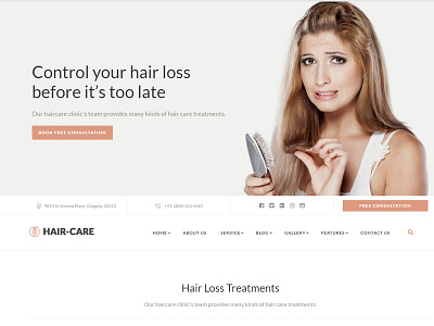 Hair Care Clinic Website Template hair hair clinic website template minimal design service template website