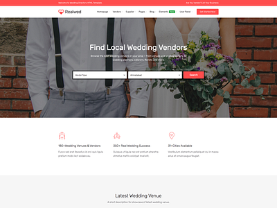 Realwed Wedding Directory Homepage Design Example