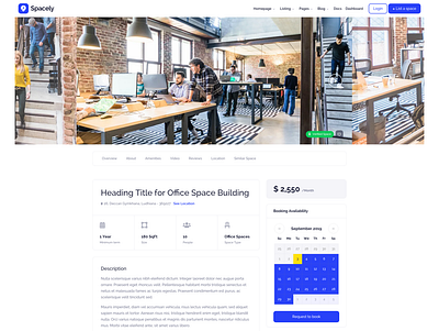 Spacely Realtor Directory & Listing - Design Systems availability blue clean co working creative design system directory listing modern office space real estate realestate
