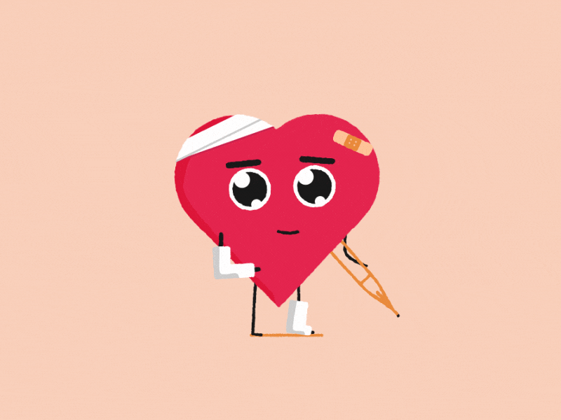 Valentines animation bandages broken crutch gif heart valentines