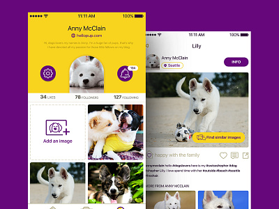 Profile & Image details app color dog ios mobile profile puppy ui ux