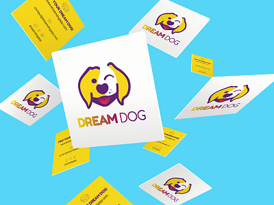 Business card app brand branding business card card cards dog identity logo logotype yellow