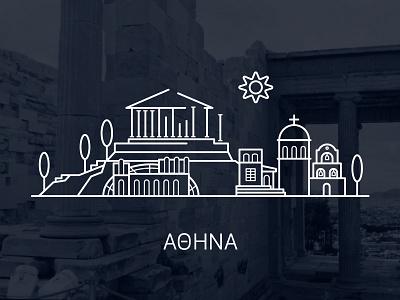 Athens athens city europe flat greece icon illustration town travel vector