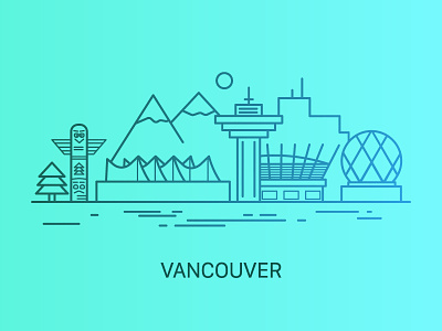 Vancouver canada city icon illustration mountains ocean vancouver vector