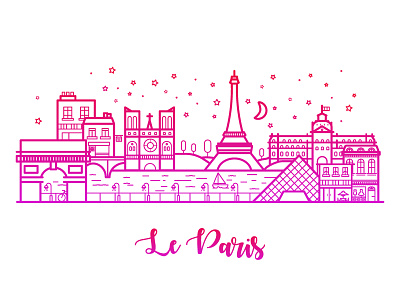 Paris, mon chéri! city eiffel tower europe france illustration louvre love notre dame paris vector