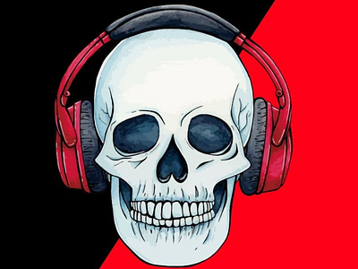 skull headset design icon logo