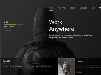 Backpack landing page branding creative design ecommerce app illustration webdesign