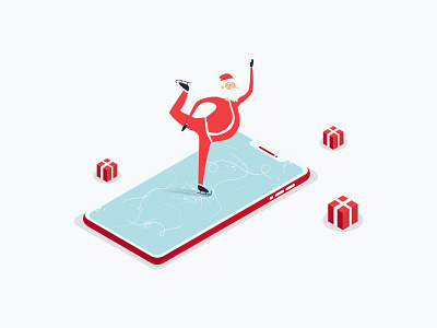 Skating Santa christmas illustration santa vector xmas